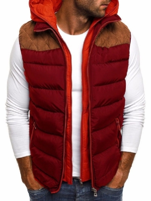 Color Block Thick Patchwork Europeisk Vest For Menn