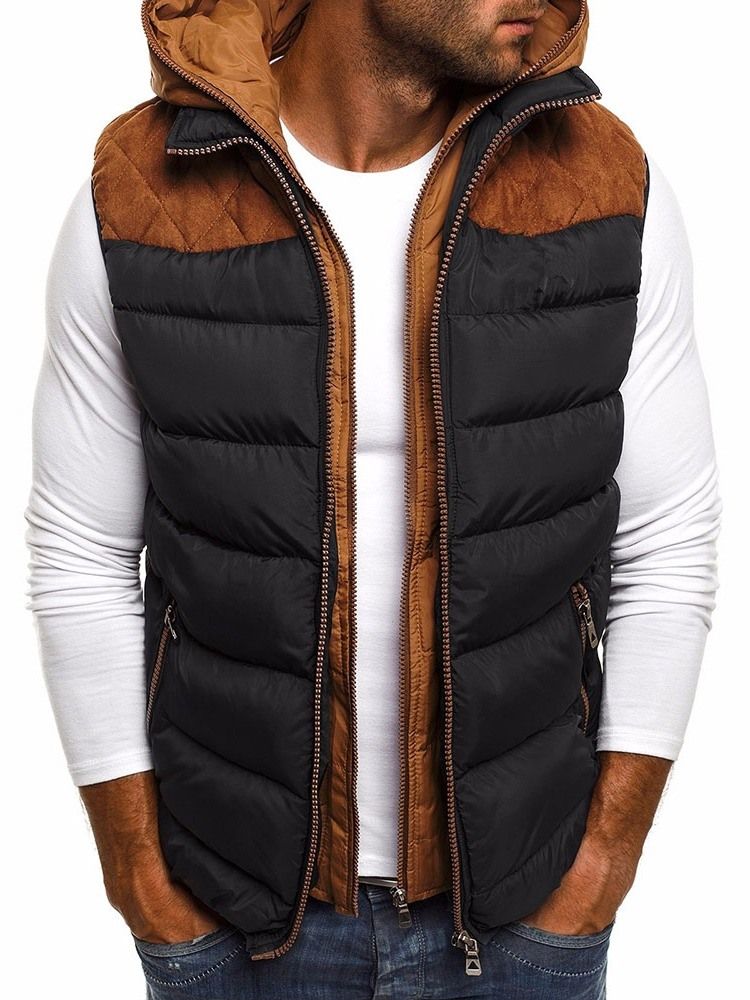 Color Block Thick Patchwork Europeisk Vest For Menn