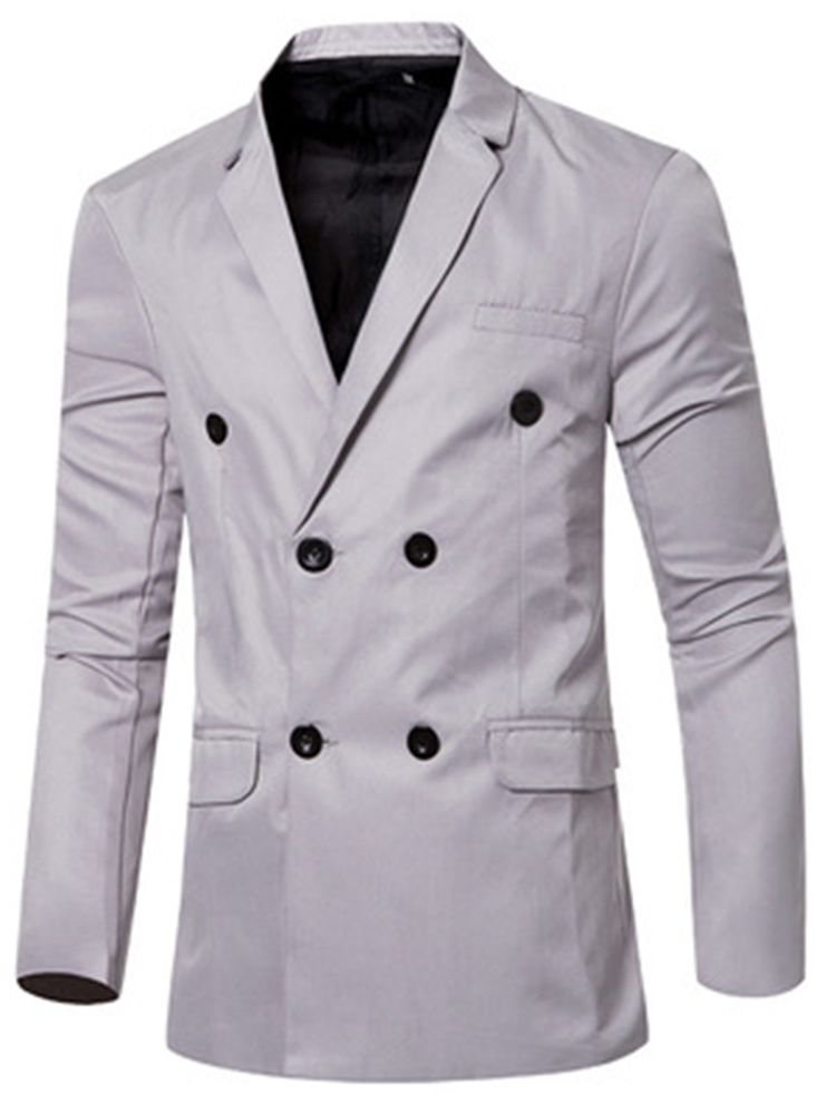 Ensfarget Dobbeltbrystet Menns Casual Blazer For Menn