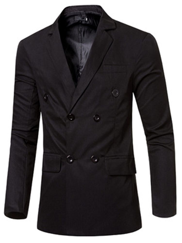 Ensfarget Dobbeltbrystet Menns Casual Blazer For Menn