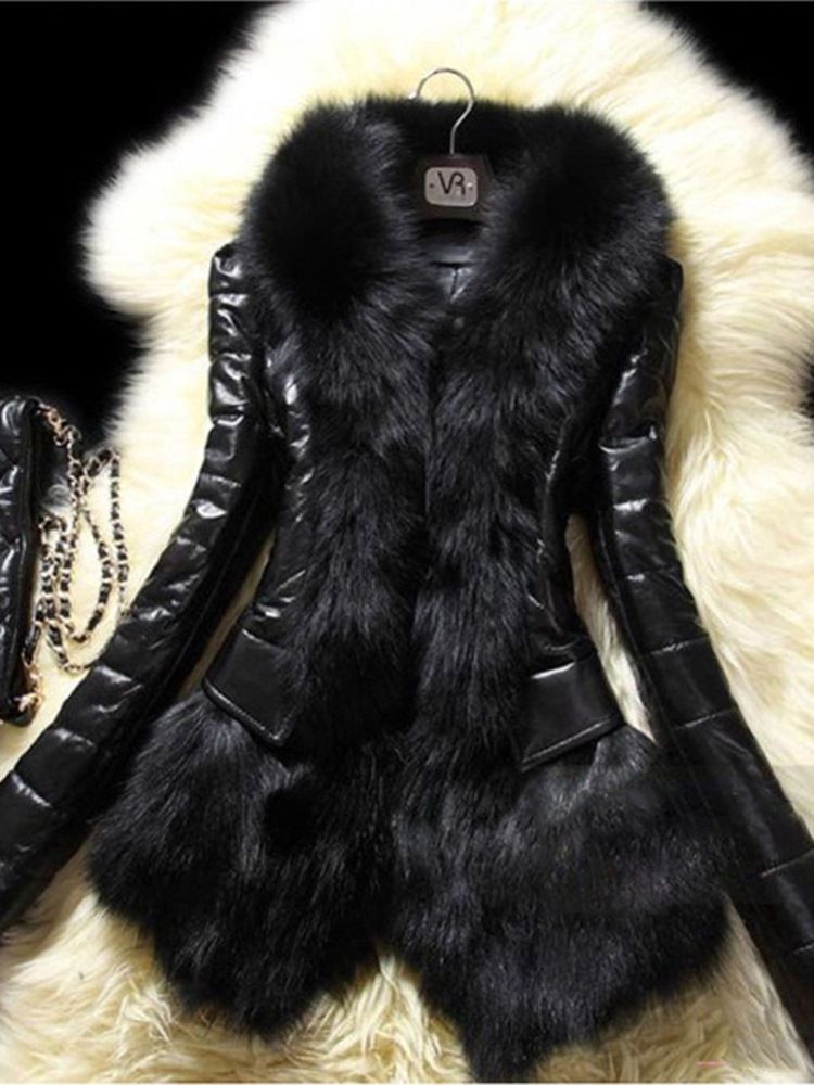 Faux Fur Leather Pu-kåpe