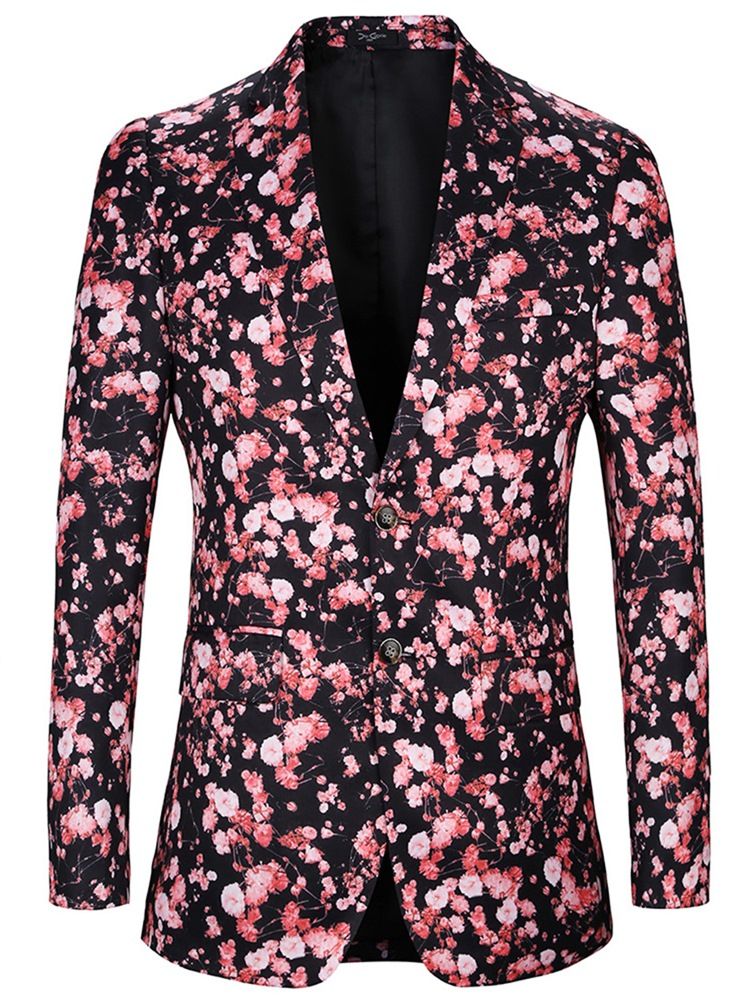 Floral Print Fit Single-breasted Men Blazer