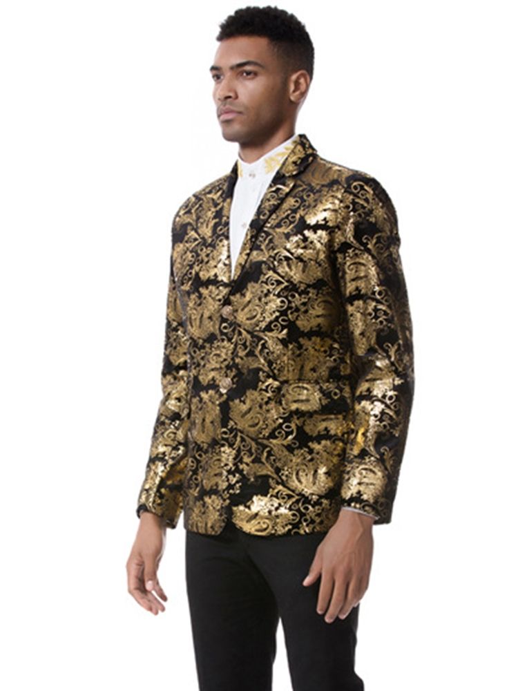 Floral Print Notched Lapel Vogue Slim Blazer For Menn