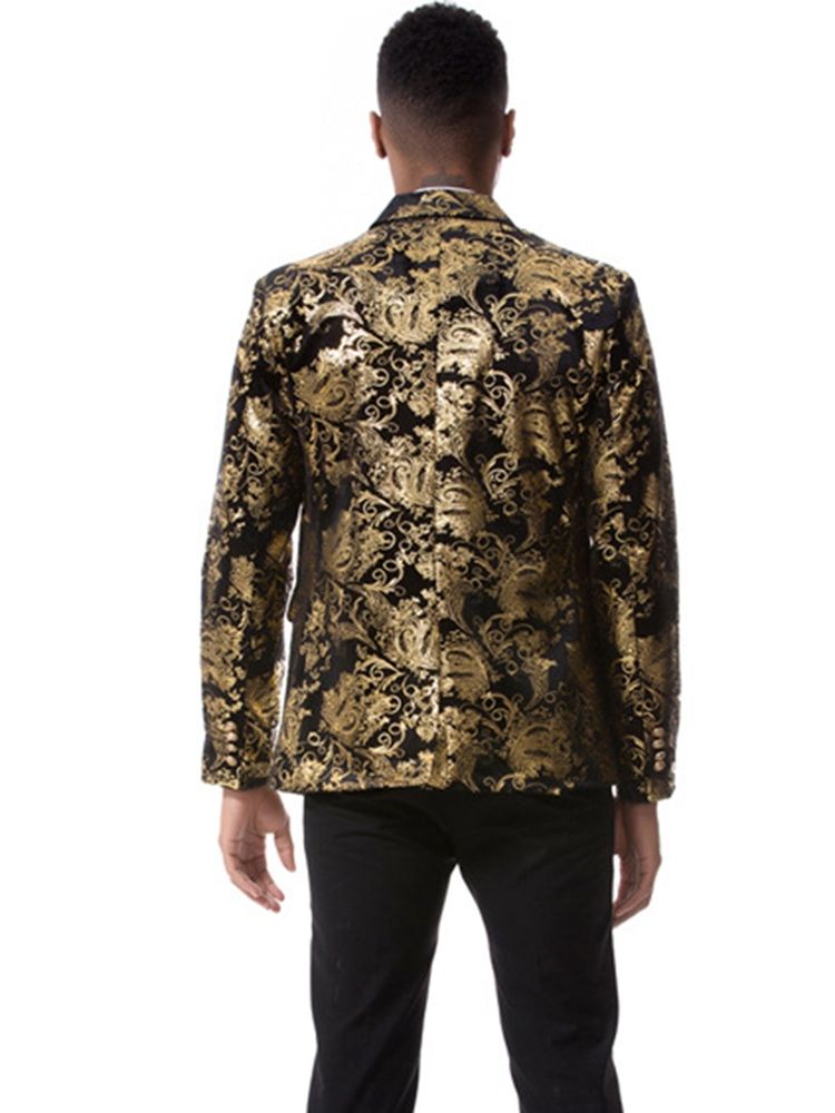 Floral Print Notched Lapel Vogue Slim Blazer For Menn