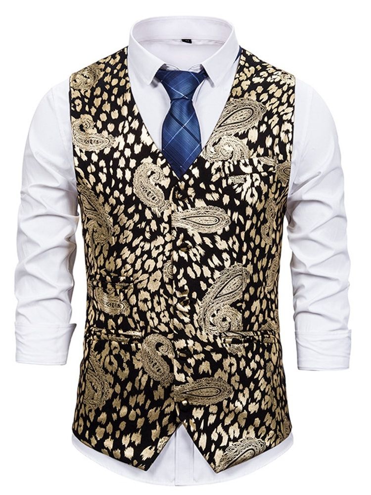 Herre Leopard V-hals Print Casual Vest