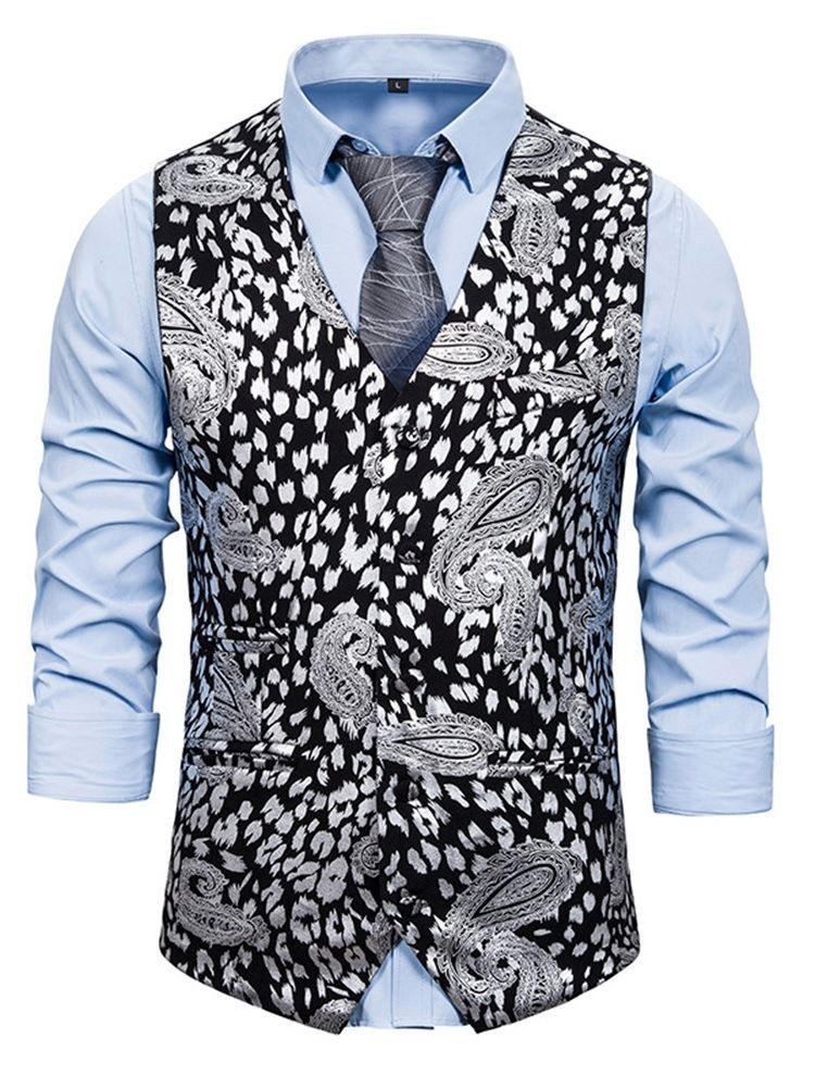 Herre Leopard V-hals Print Casual Vest