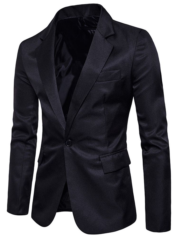 Herreklær Vanlig Hakket Revers Slim Slim Blazer