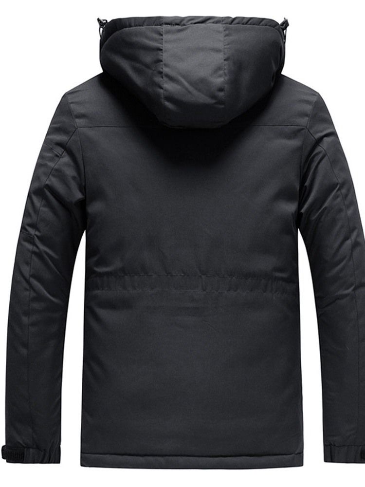 Hooded Block Zipper Casual Menns Dunjakke