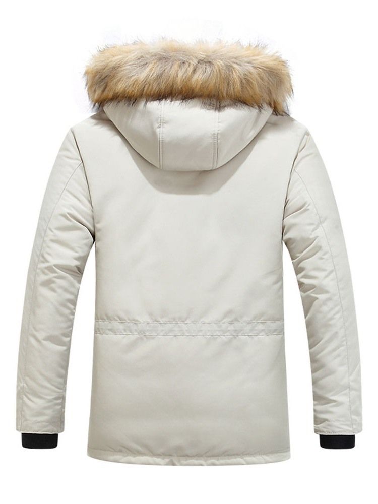 Hooded Mid-length Glidelås Europeisk Dunjakke For Menn