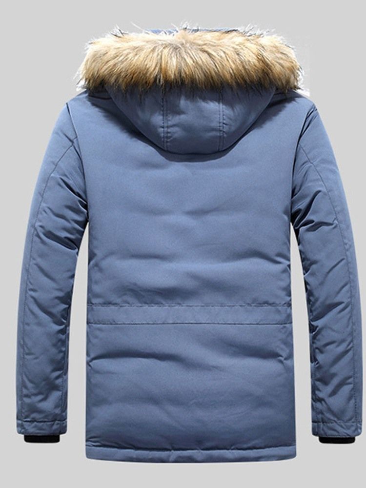 Hooded Mid-length Glidelås Europeisk Dunjakke For Menn