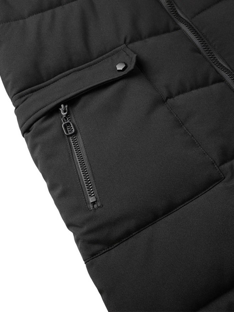 Hooded Mid-length Plain Zipper Casual Down Jacket For Menn