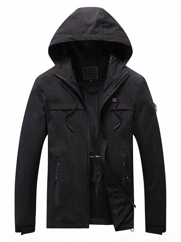 Hooded Thick Plain Slim Jacket For Menn