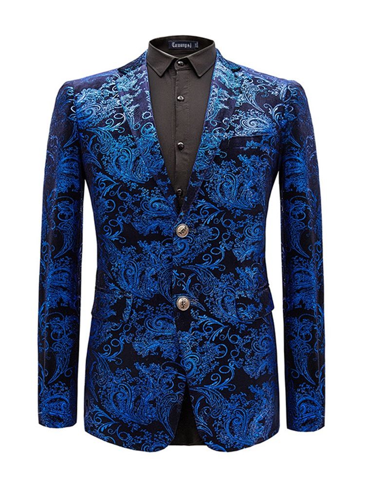 Lapel Fit Print Menns Casual Blazer