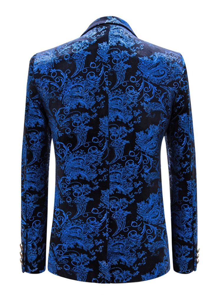 Lapel Fit Print Menns Casual Blazer