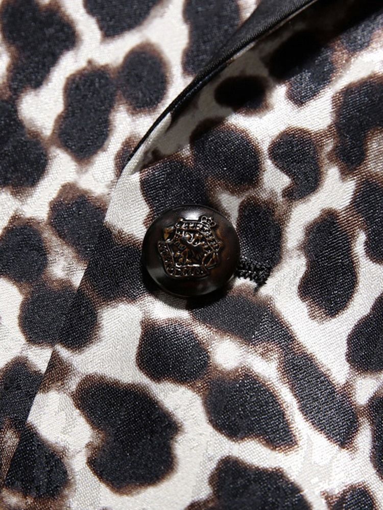 Leopard One Button Herre Notched Lapel Slim Fit Blazer Jacket