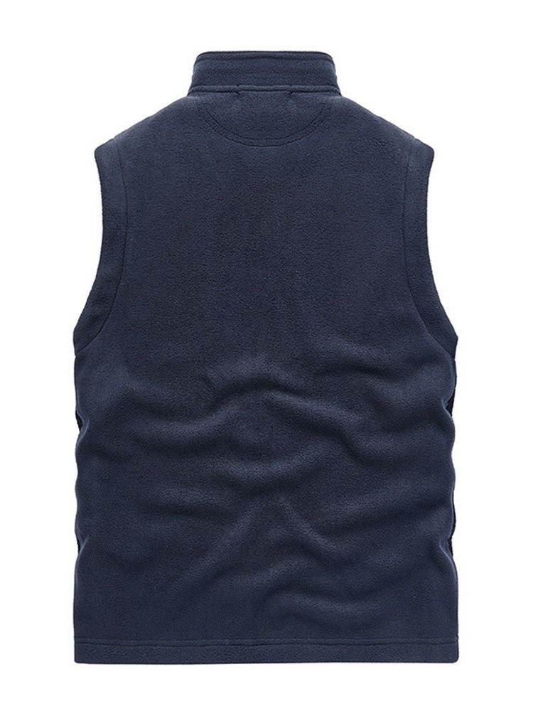 Menns Letter Stand Collar Glidelås Casual Vest