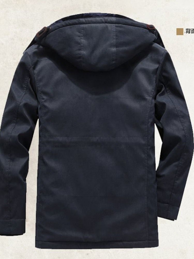 Mid-length Hooded Casual Glidelås Dunjakke For Menn