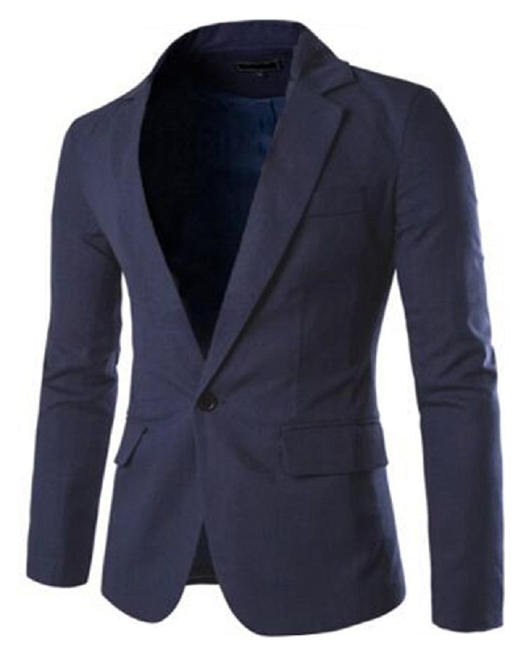 Notched Lapel Ensfarget Slim Slim Blazer For Menn