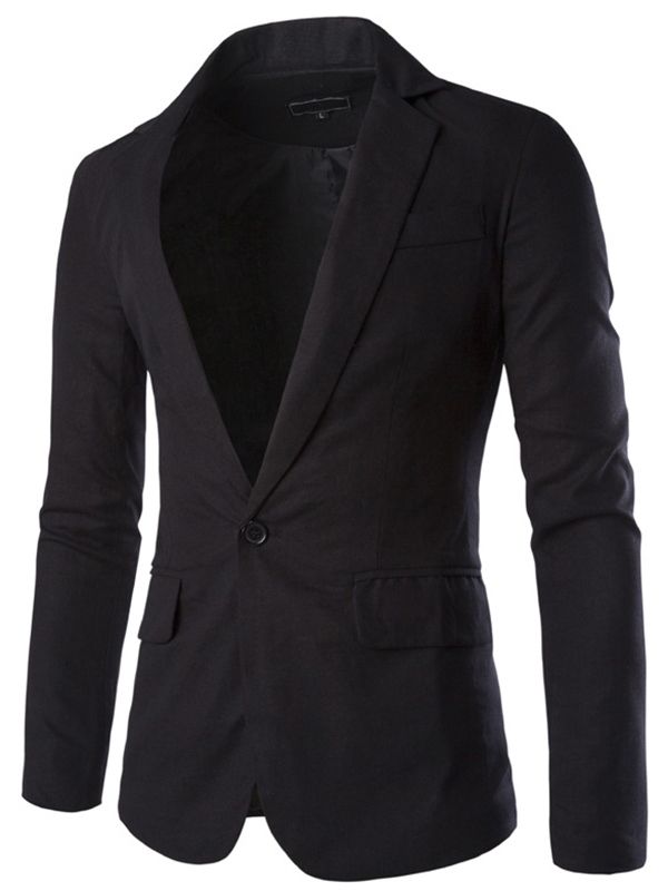 Notched Lapel Ensfarget Slim Slim Blazer For Menn