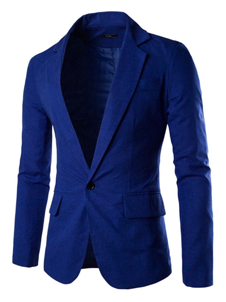 Notched Lapel Ensfarget Slim Slim Blazer For Menn