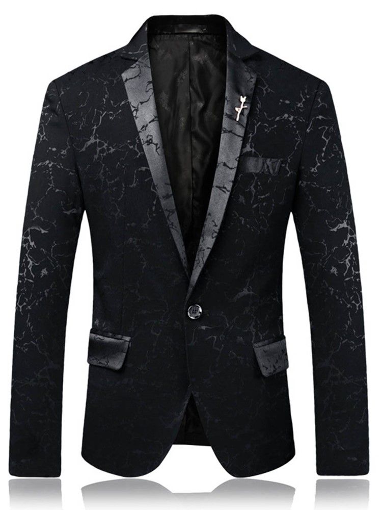 Notched Lapel Mens One Button Slim Blazer Jacket