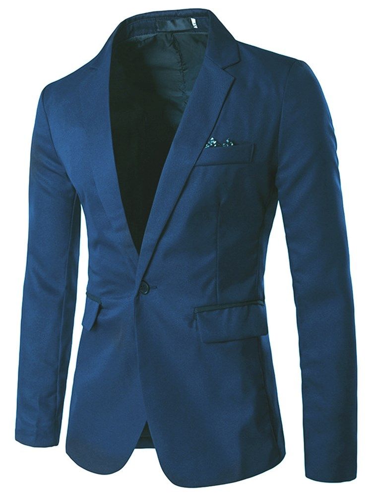 Notched Lapel Slim Menns Vanlig Blazer