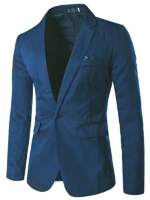 Notched Lapel Slim Menns Vanlig Blazer