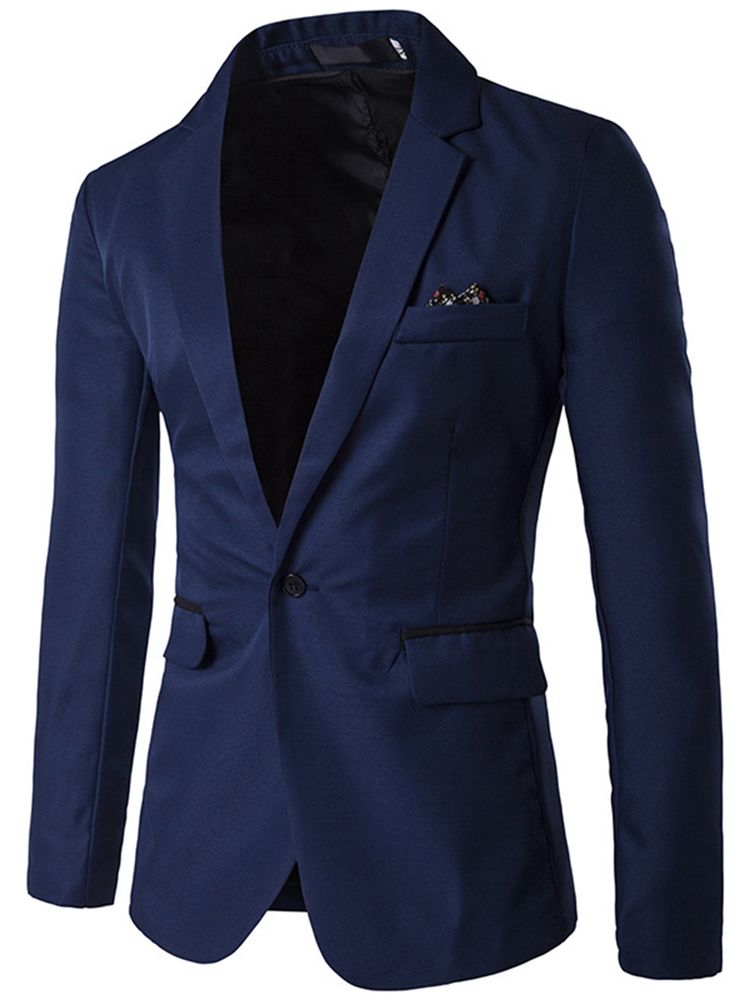 Notched Lapel Slim Menns Vanlig Blazer