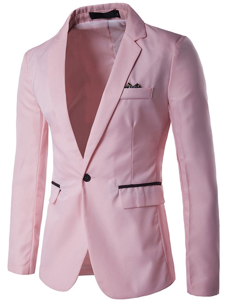 Notched Lapel Slim Menns Vanlig Blazer