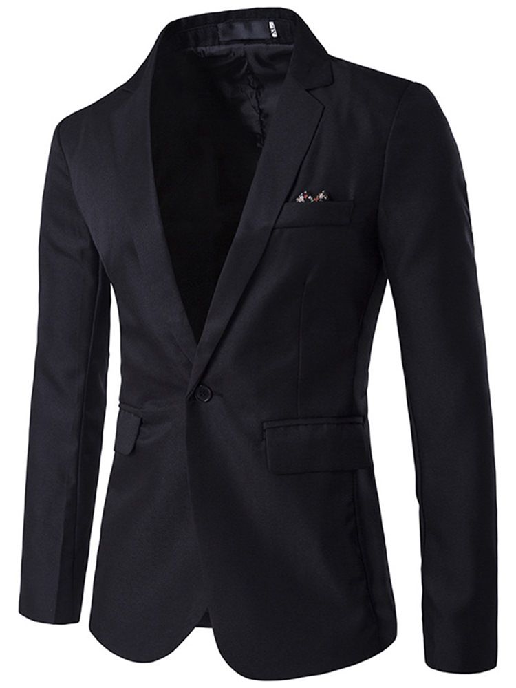 Notched Lapel Slim Menns Vanlig Blazer