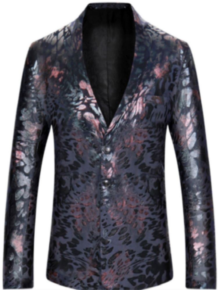 Notched Lapel Vintage Print Blazer For Menn