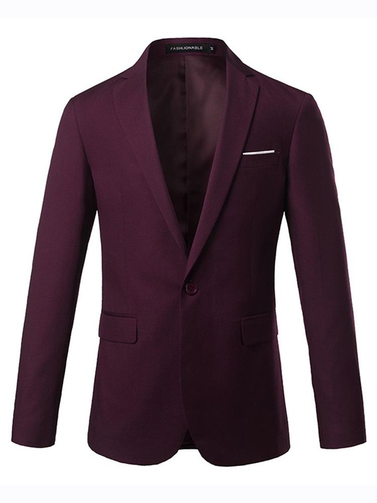 One Button Plain Slim Blazer For Menn