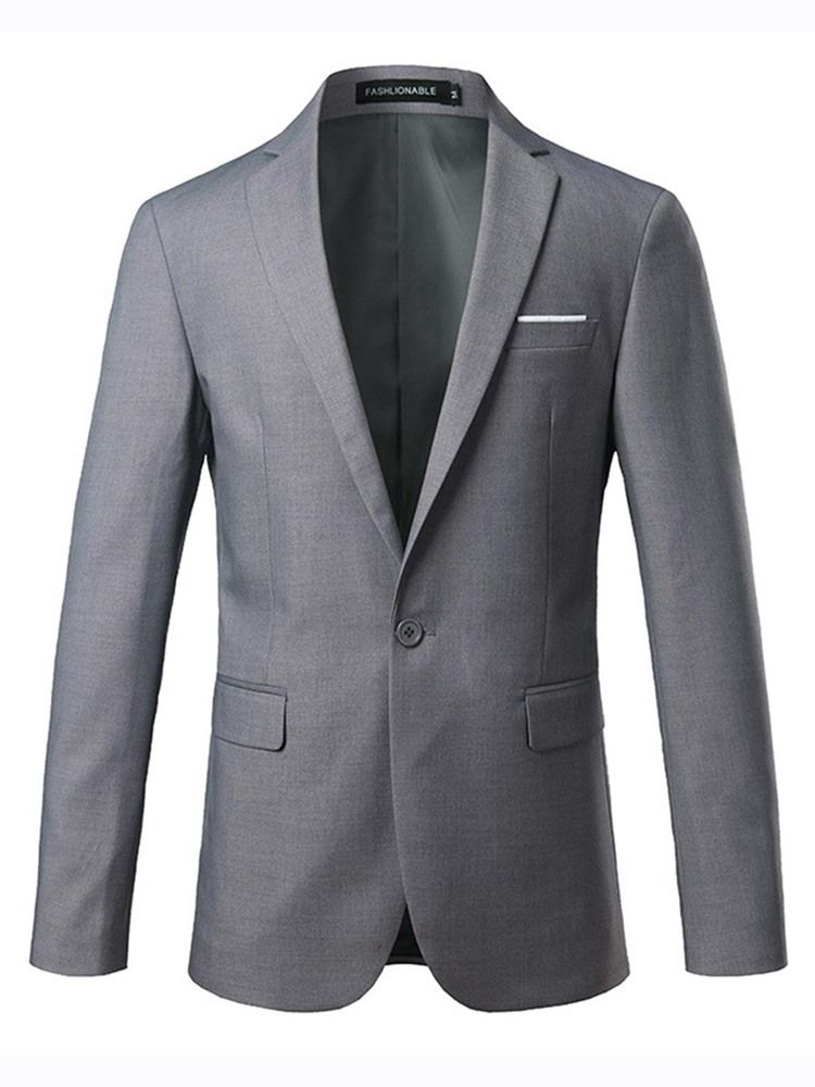 One Button Plain Slim Blazer For Menn