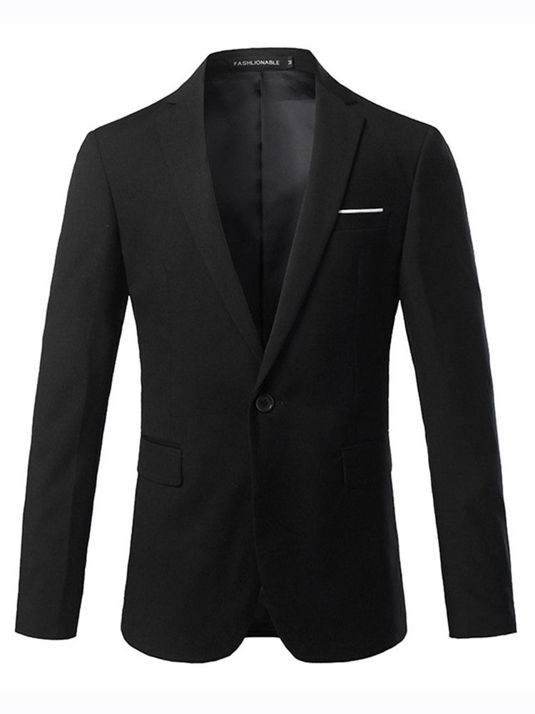 One Button Plain Slim Blazer For Menn