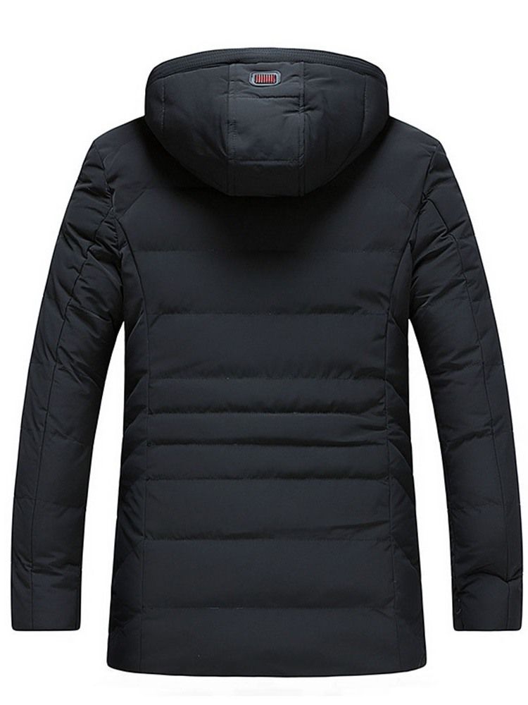 Patchwork Mid-length Style Hooded Glidelås European Dunjakke For Menn