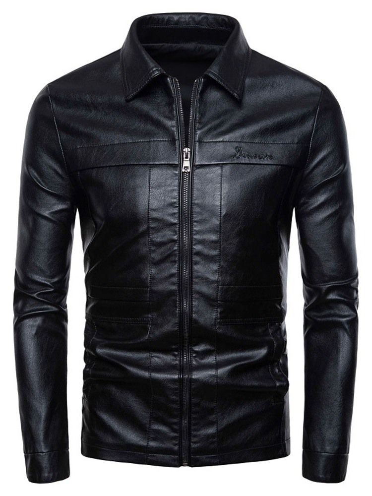 Plain Lapel Zipper Casual Slim Men Jacket