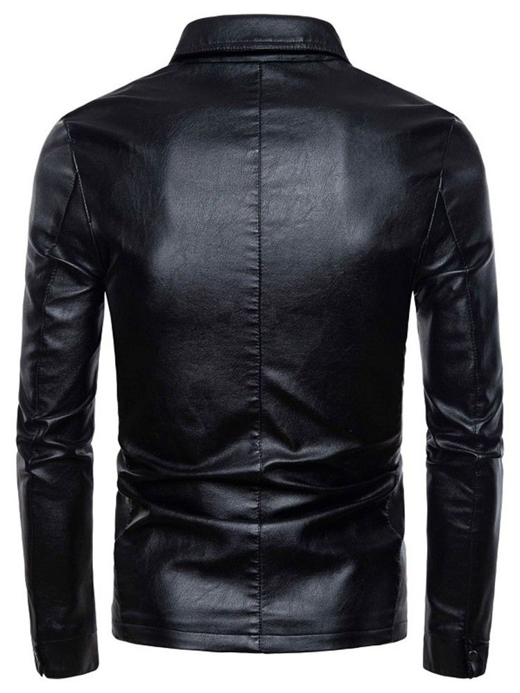 Plain Lapel Zipper Casual Slim Men Jacket