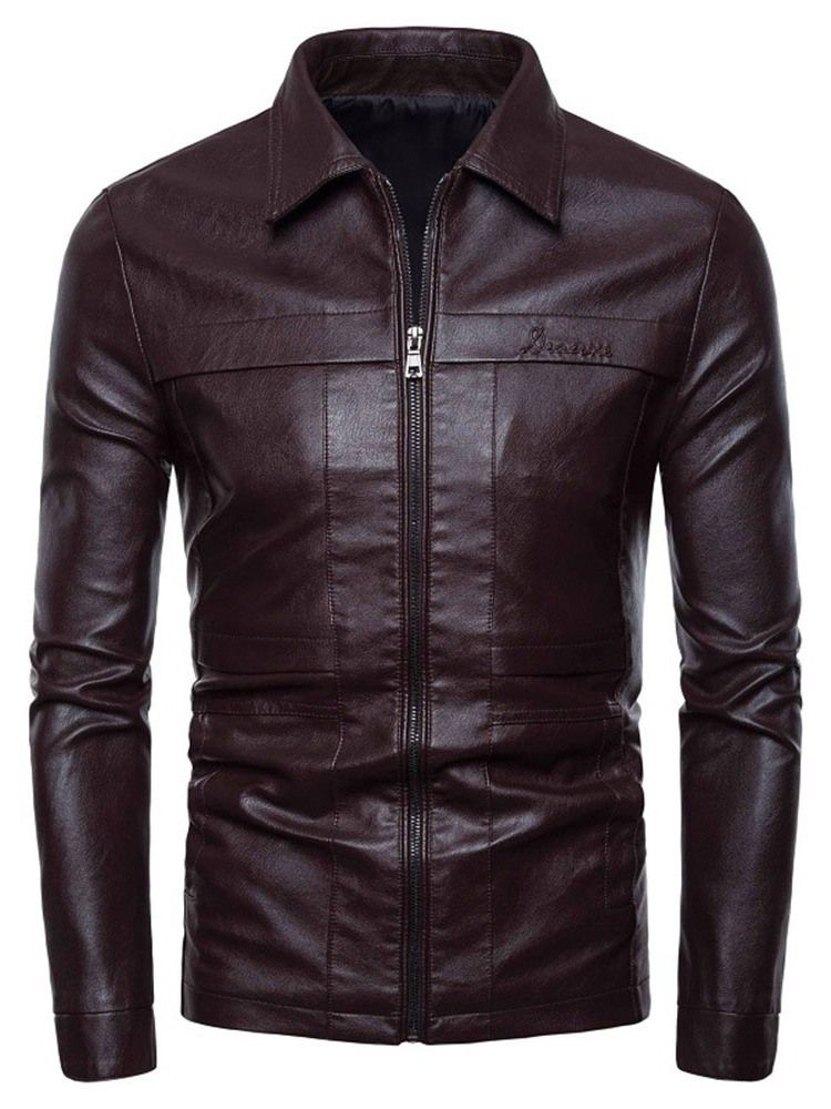 Plain Lapel Zipper Casual Slim Men Jacket