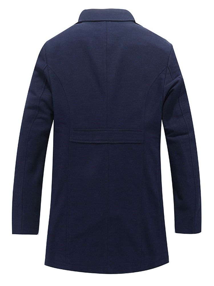 Plain Mid-length Pocket Casual Straight Herre Coat