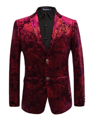 Printed Lapel Fit Slim Print Smoking Blazer For Menn