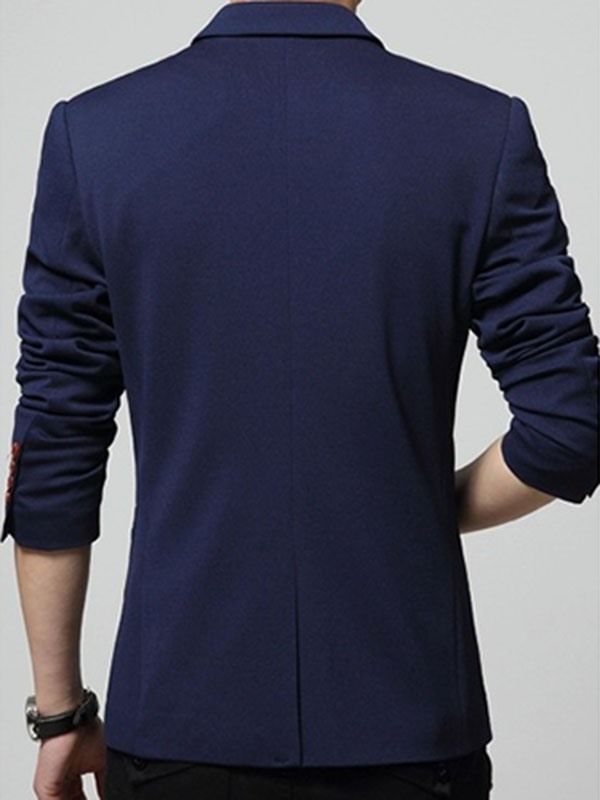 Solid Color Pocket Slim Vogue Blazer For Menn