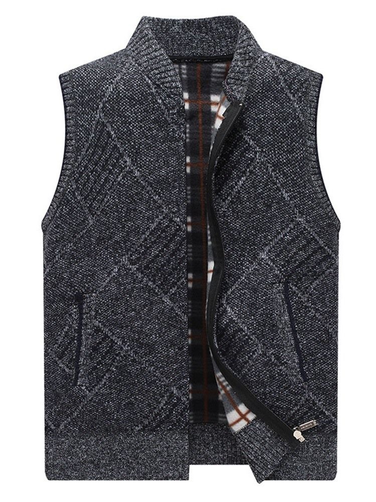 Stående Krage Casual Glidelås Vest