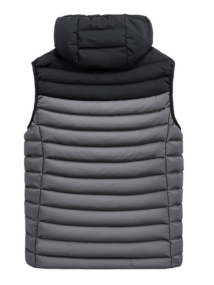 Tykk Glidelås Fargeblokk Casual Vest For Menn