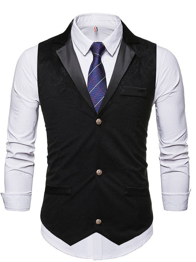 Vanlig Knapp Casual Vest For Menn