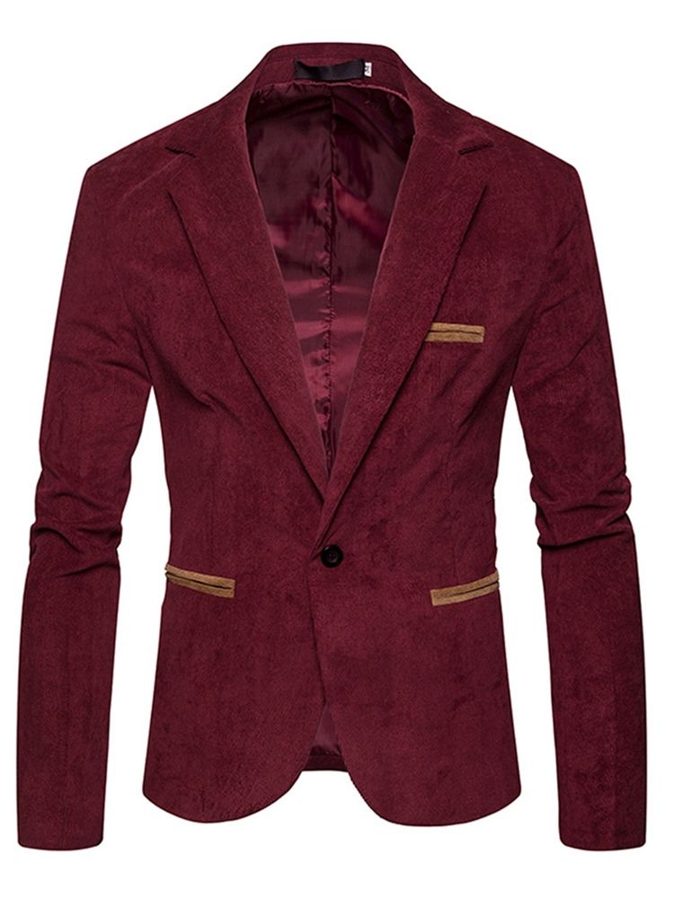 Vanlig Slim Fit Menns Jakke Blazer Med En Knapp