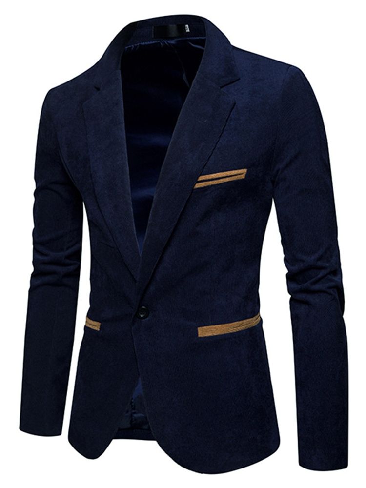 Vanlig Slim Fit Menns Jakke Blazer Med En Knapp