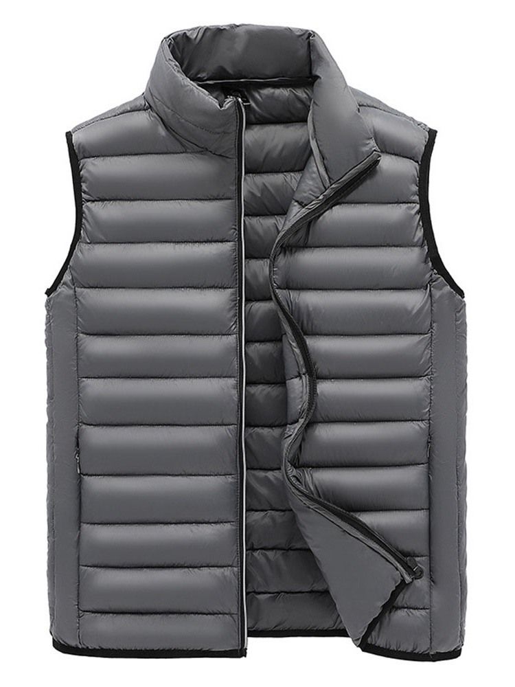 Vanlig Tykk Stativ Krage For Menn Fall Casual Vest