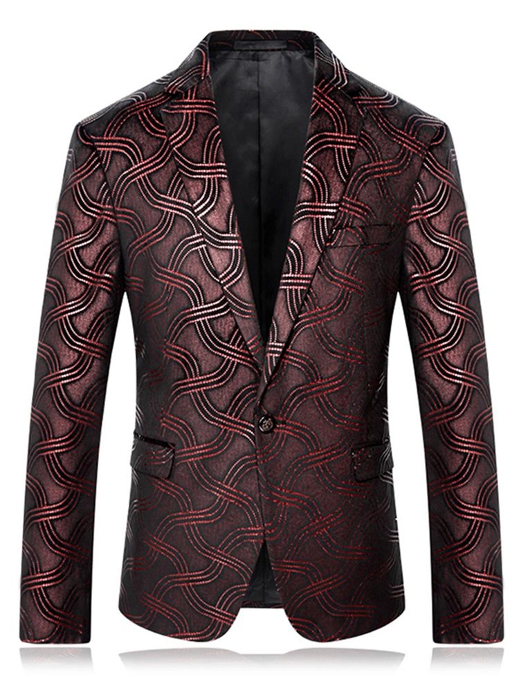 Vogue Print Slim-menns Blazer Med En Knapp